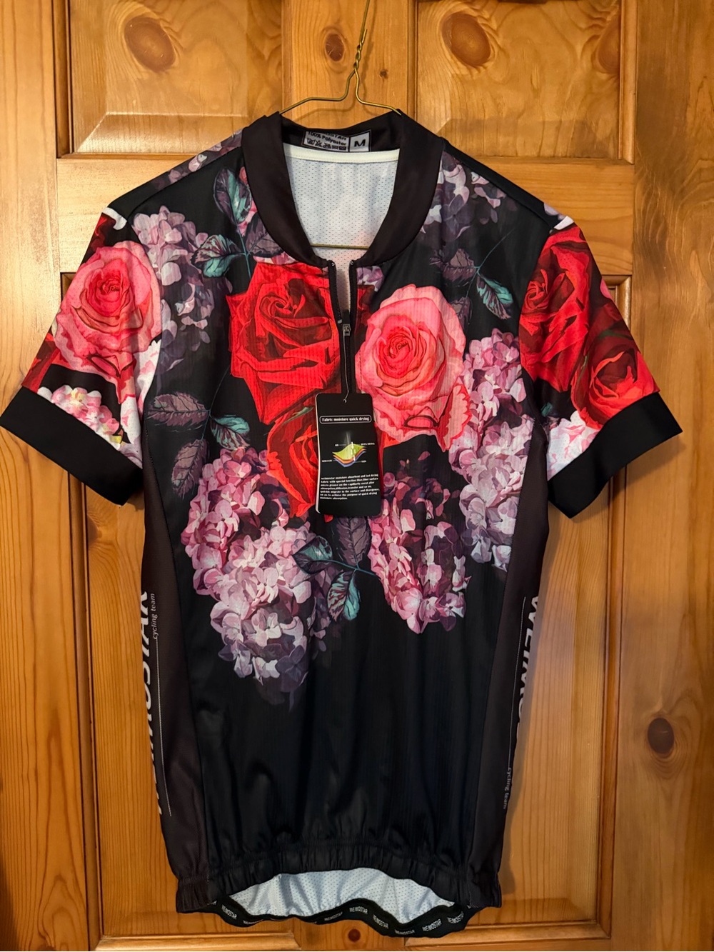 Velowear Women’s Black Floral Cycling Jersey - Red & Pink Roses
